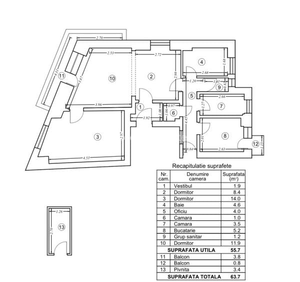 Apartament 2 camere zona Unirii, fara risc seismic - ideal Airbnb, Booking - 12