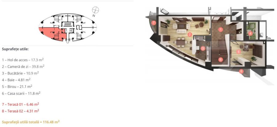 Penthouse in cel mai inalt bloc de locuinte din Romania, West City Tower - 18