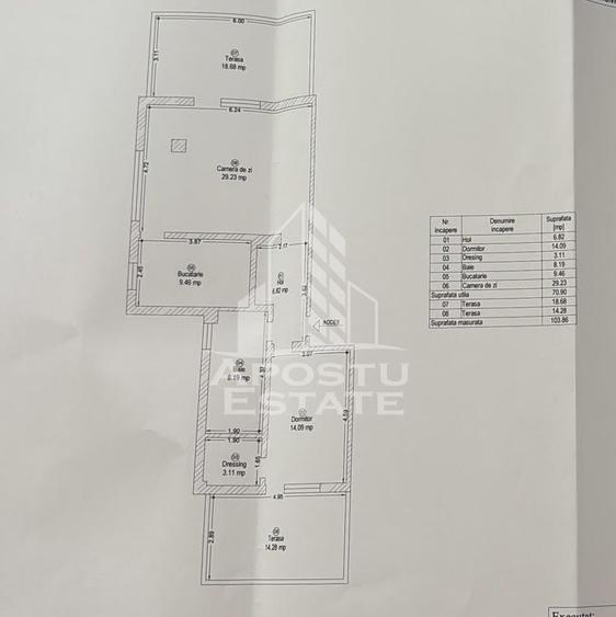 Apartament 2 camere, 2 terase, de vanzare, Dumbravita, Jud.Timis