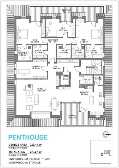 Penthouse exceptional cu vedere catre padure | 4 dormitoare | 2 garaje - 1