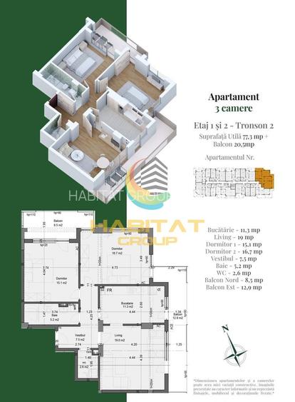 Pallady 3 camere decomandat spatios 98 mp bloc tip Boutique - 2