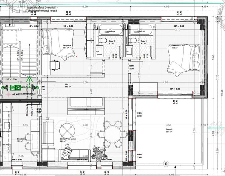 Apartament 3 camere Faleza Nord 107,3mp |terasa 20,4 mp|bloc boutique - 2