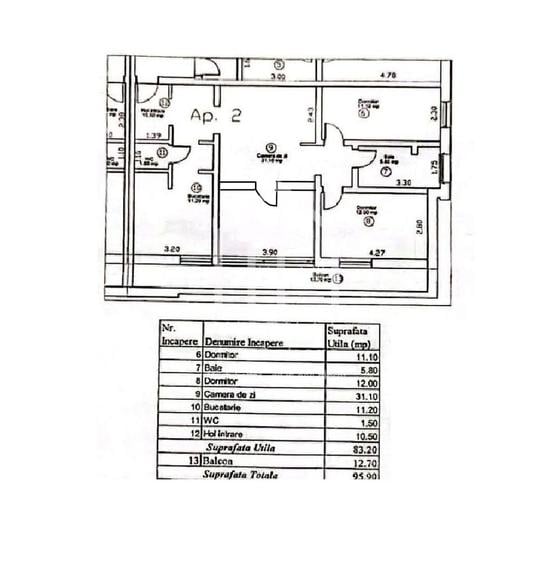 Apartament cu 3 camere, decomandat, 83mp utili, balcon 12mp, Selimbar - 1