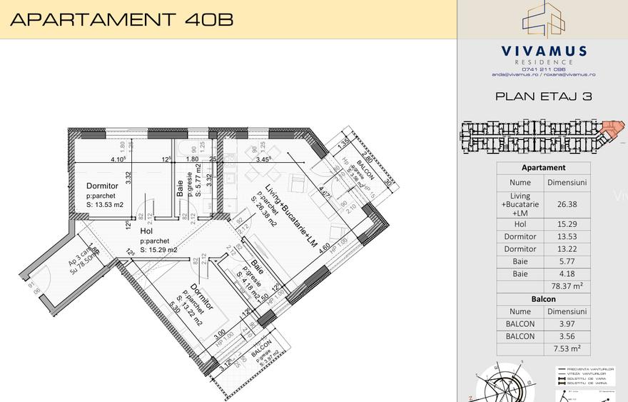 3 camere open, 78 mp + min. 8 mp balcon, TVA inclus 21%, 2027 - 1