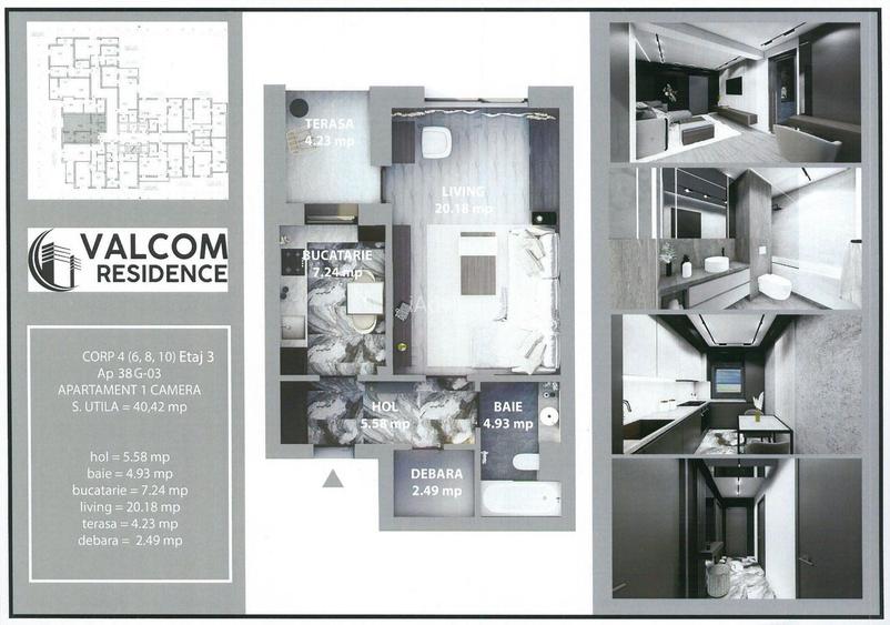 Valcom Residence Bartolomeu, Garsoniera, terasa 4.23, Comision 0% - 5