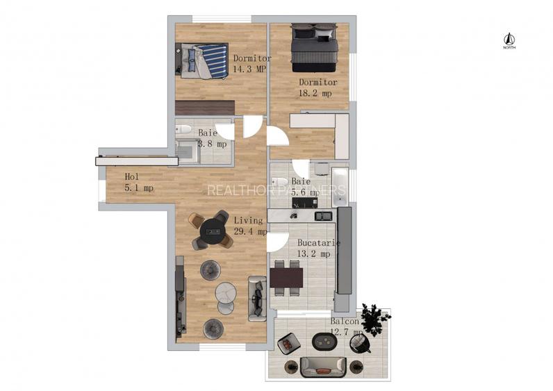 Apartament Spatios de 3 Camere cu priveliste - 103mp | Green Garden - 2