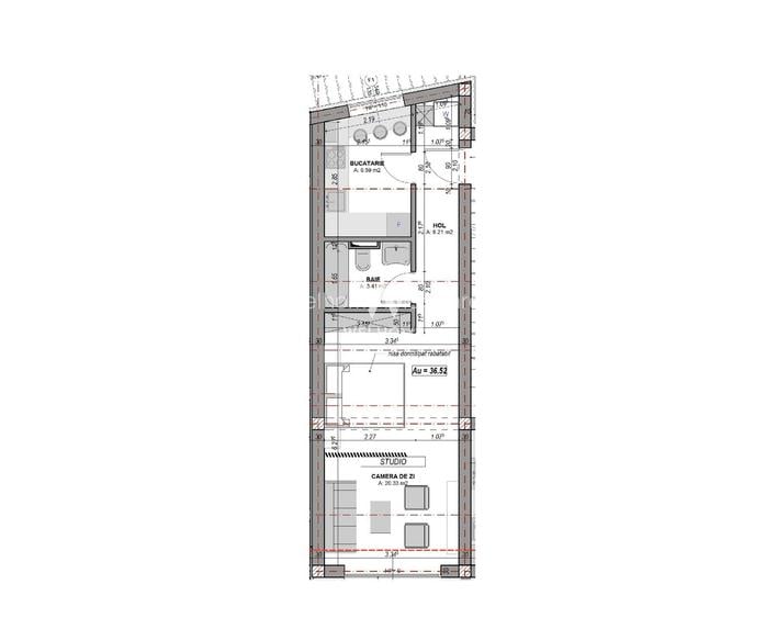 Garsonieră decomandată, cu balcon,  jaluzele electrice, la etajul 1 - 6