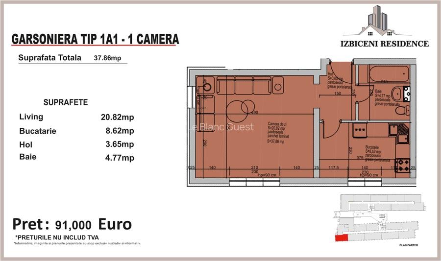 Garsoniera TIP 1A1 in complex Izbiceni Residence - 2