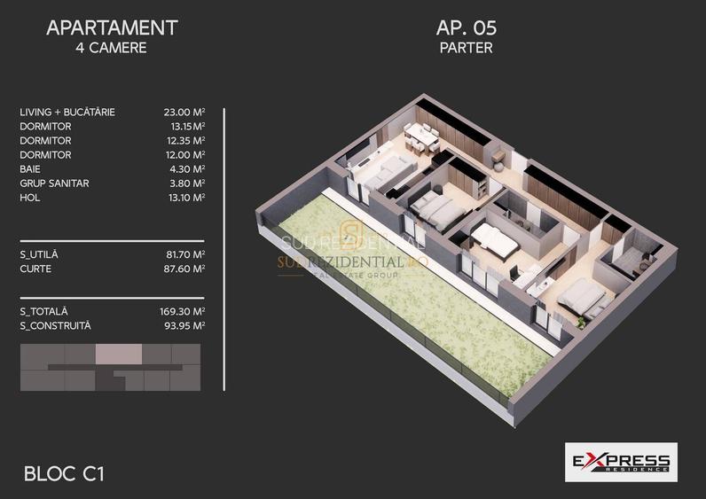 Apartament spatios, 4 camere, curte proprie, finisat modern, Sector 4 - 1