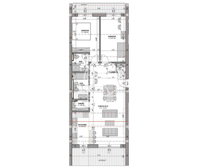 Ap la cheie 3 camere- aer conditionat, 2 bai,dressing - terasa 15.9 mp - 8