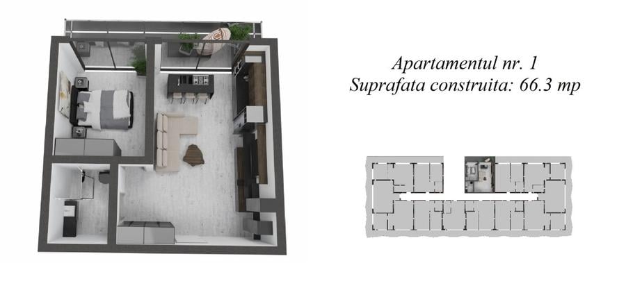 Apartament O.B.A TOWER- 2 camere