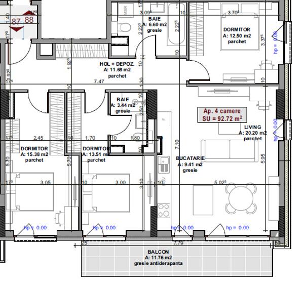 Apartament 4 Camere, 92,7 mp + Balcon 11,8 mp | Elite City, Mărăști