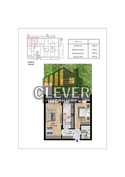 Apartament 2 camere, Curte 52 mp | Pallady | Comision 0%