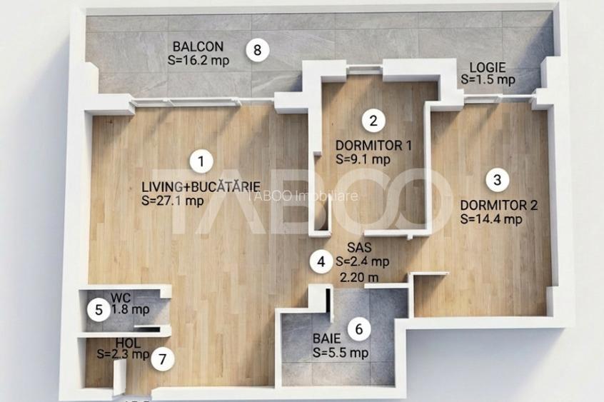 Apartament 3 camere 64 mp 2 bai 2 parcari gradina 63 mp boxa Sibiu - 1