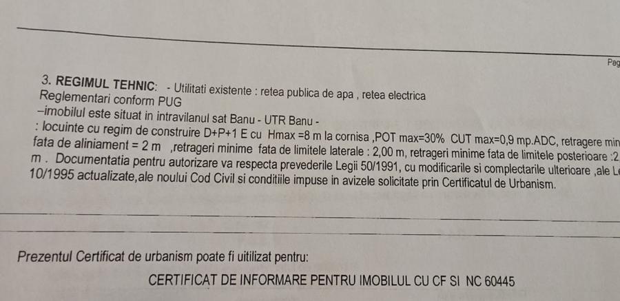 Teren intravilan 834 mp Banu, Dumești, Iași - Deschidere 17m la asfalt