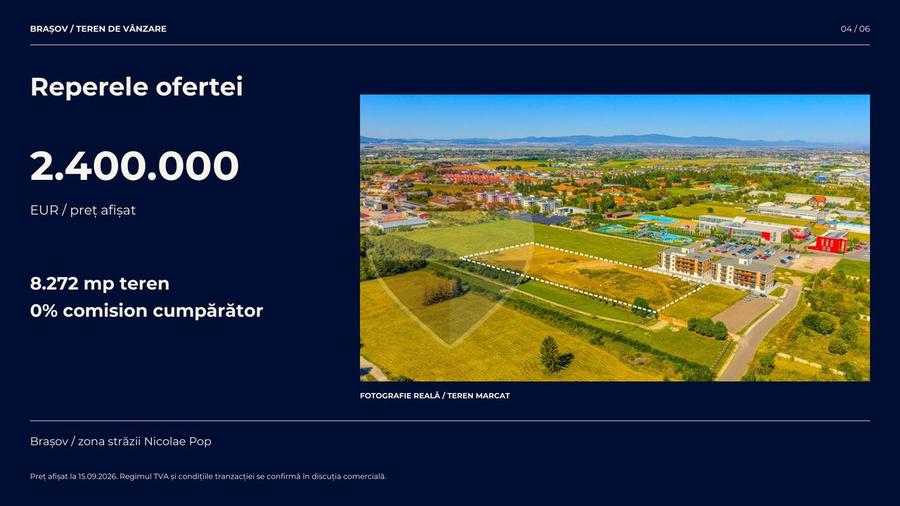 Teren 8.272 mp în Brașov | Proiect 100 de apartamente | 0% COMISION