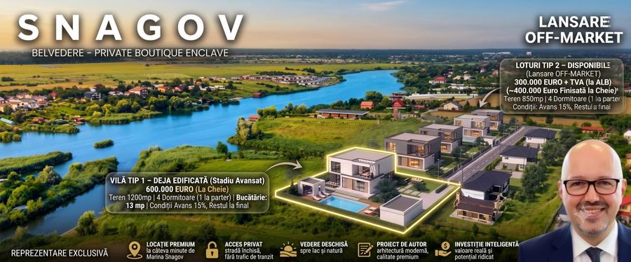 Snagov Belvedere Vila Amiral S.t=1200 mp 0% TVA Piscină Inclusă, 4 Dormitoare