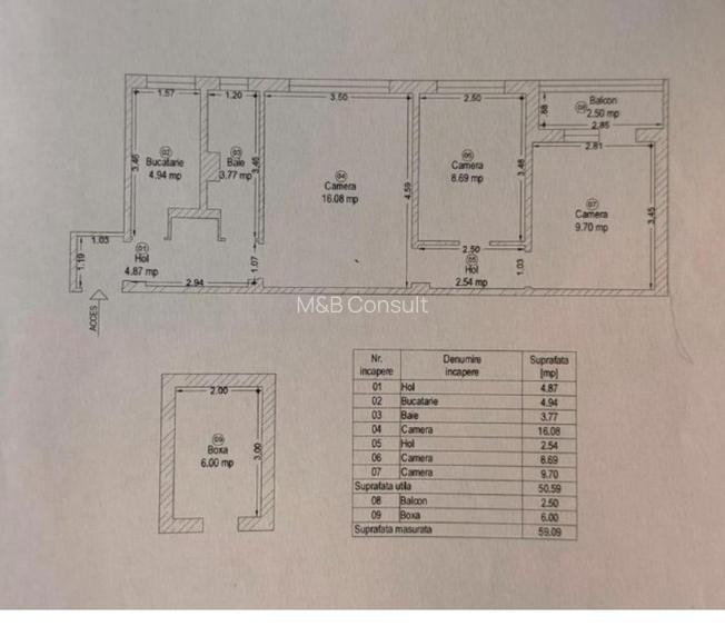 Apartament 3 camere | Piața Doina – Șagului | Etaj 3 | Centrală proprie | Boxă | - 2