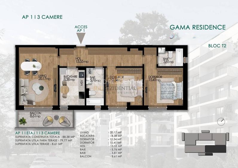 Apartament excelent 3 camere de vanzare, proiect nou,Soseaua Oltentiei - 1
