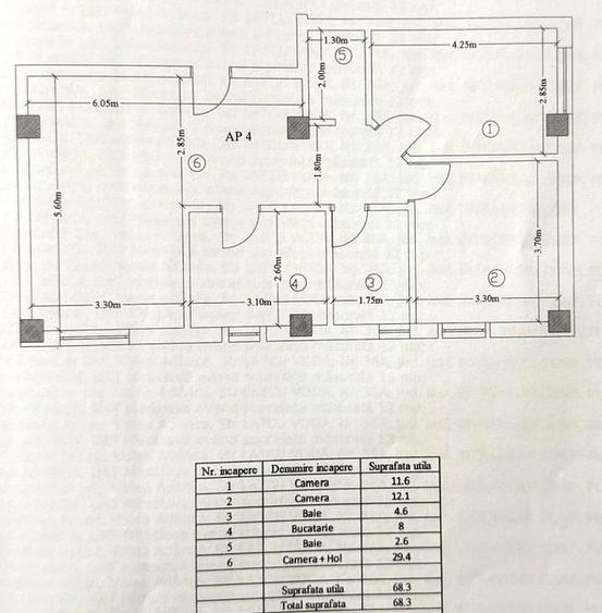 Apartament 3 camere decomandat, 68 mp, mobilat, utilat + loc parcare
