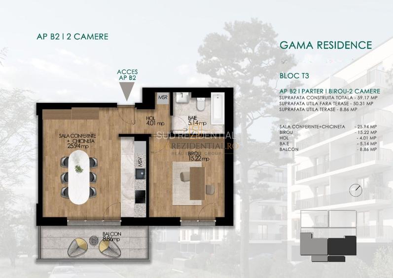 Apartament cu 2 camere de vanzare, Soseaua Oltenitei – Gama Residence - 1