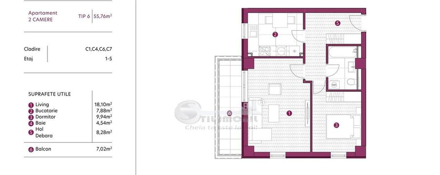 Apartament primitor 2 camere – 55.76 mp de confort COMISION 0%