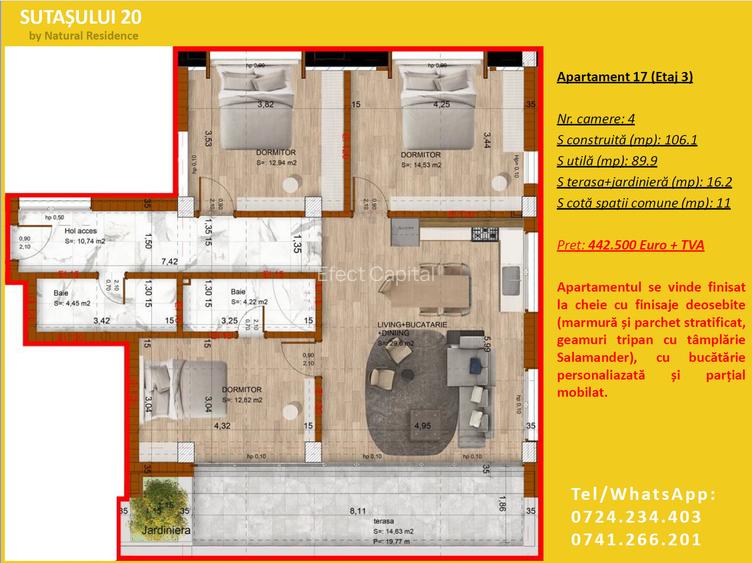 Apartament 4 camere cu terasă generoasă de 16mp - DEZVOLTATOR - 10