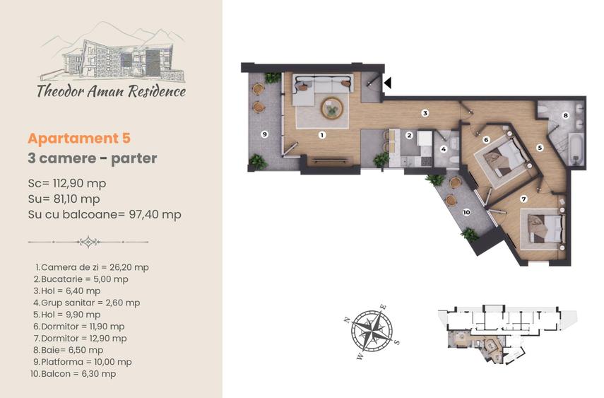 Sinaia – Apartamente de lux in centrul statiunii regale cu finisaje premium