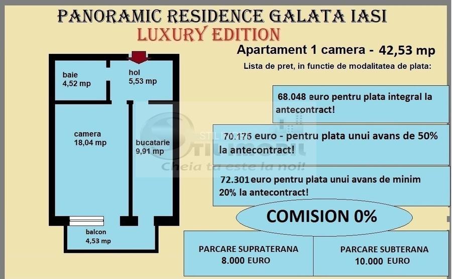 Apartament 1 camera de vanzare in Iasi, Galata, 42,53 mp, bloc nou - 2