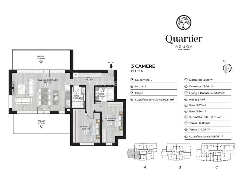 QUARTIER AZUGA - APARTAMENT PREMIUM, 3 CAMERE CU DUBLA ORIENTARE, VEDERI LIBERE - 2