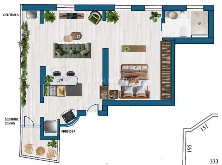Apartament 2 camere + garsonieră Radu Beller, vedere parc, fără risc seismic - 21