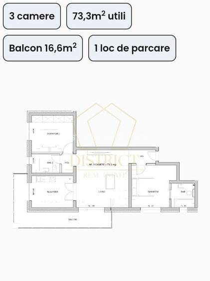 Apartament cu 3 camere și terasa 16mp | Etaj 1 | ESO - 9