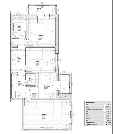3 camere, decomandat, 2 bai, 2 balcoane, in zona Lunei - 1