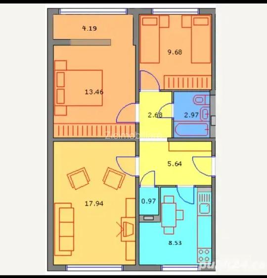 Apartament 3 camere Ozana – Metrou 1 Decembrie, 66 mp, etaj 1/4 - 5