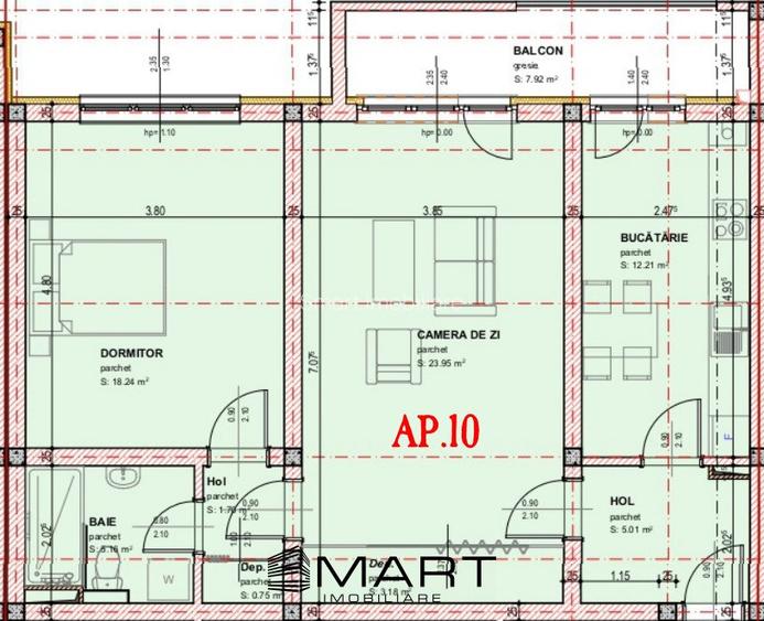 Apartament 3 camere bloc nou zona O. Goga, Selimbar, 80mp - 4