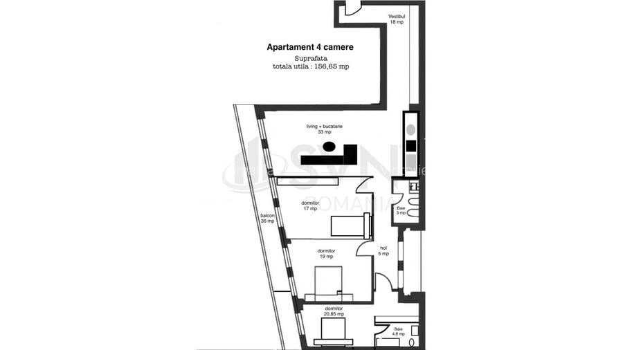 REA1026950 Apartament lux 4 camere - 156 mp utili  - an 2026 - 12