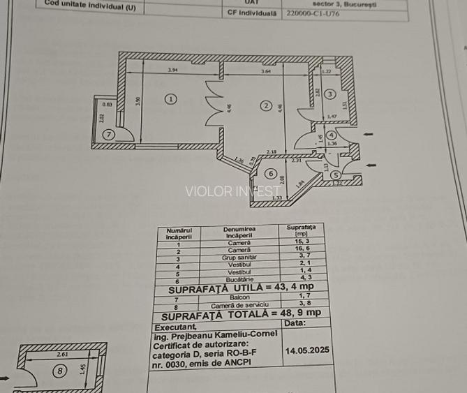 Muncii, apartament  2 camere et 4  49 mp - 2