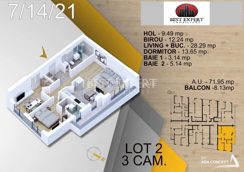 3 camere Ideal Familie Incalzire Pardoseala -3 min STB - 4