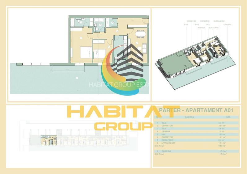 Pallady 3 camere 92 mp + curte 117 mp  12 min. metrou Teclu - 2