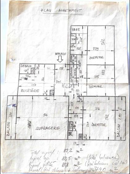 Apartament cu 4 camere | 89,2 mp | 2 bai | 2 Balcoane | Dunavat 14 | De Renovat  - 9