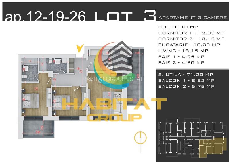 Pallady 3 camere decomandat 86 mp + loc parcare gratuit - 2