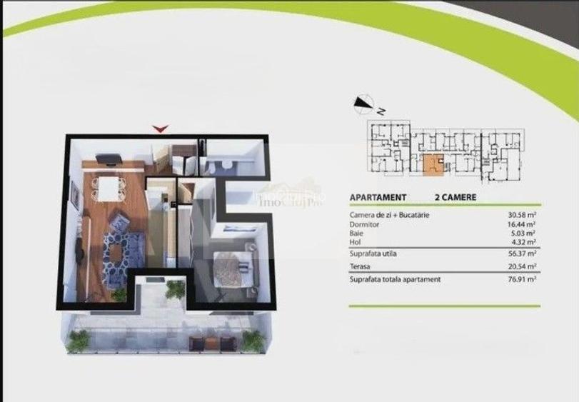 Apartament 2 camere de vânzare | Sopor – Baza Sportivă Gheorgheni - 7