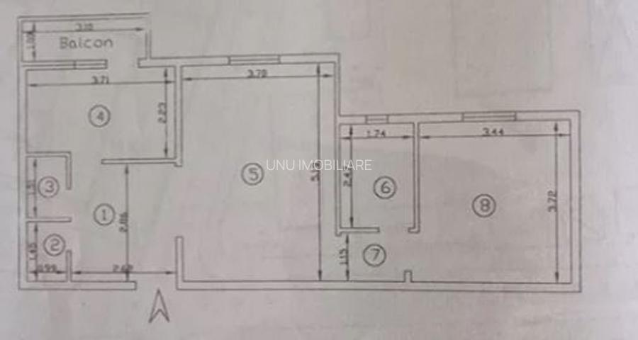 2 Camere 60Mp Etaj Intermediar Bloc 1990 zona Frumoasa - 2