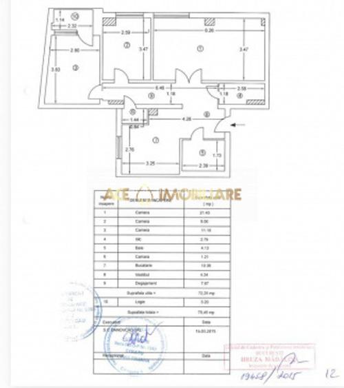3 Camere de vanzare | P-ta Romana | Centrala | An 1980 | 7/10 | 76MP - 10