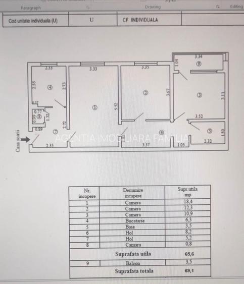 Apartament spatios, trei camere semidecomandate, etaj 1 din 4, Tiglina 3 - 9
