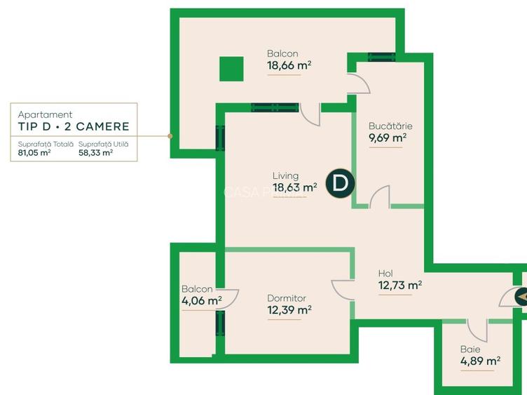Apartament 2 camere decomandat, 81 mp, FINALIZAT, bloc NOU in oras - Podu Ros - 3