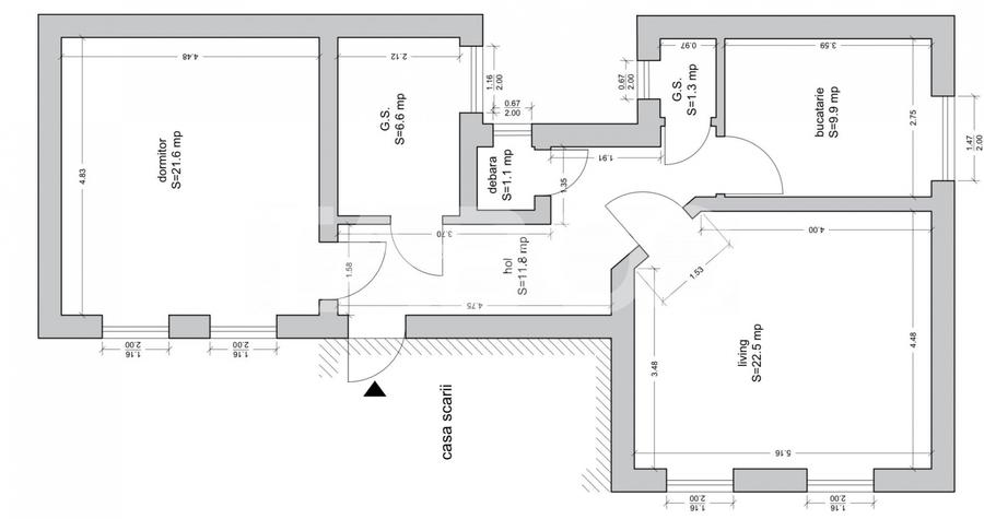 Apartament de vanzare 75mp 2 camere 2 bai Parcul Sub Arini - 1
