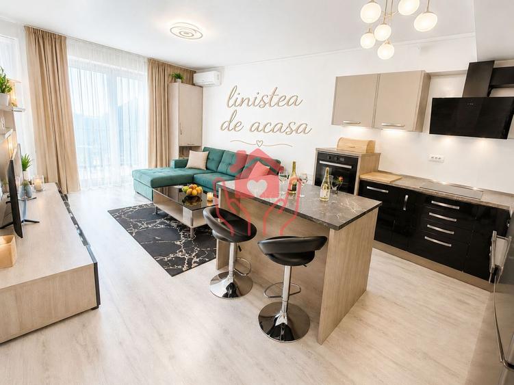 SISESTI-2 camere mobilate, 2 bai, terasa cu vedere lac, bloc boutique, parcare!