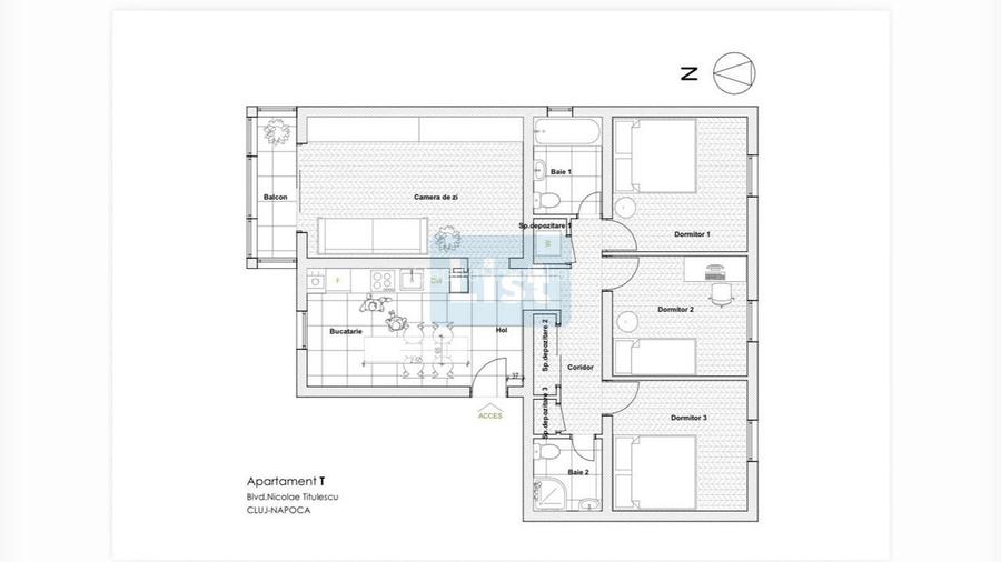 FARA COMISION!  4CAMERE, 2 bai, etajul 2/4, bd.Nicolae Titulescu - 8