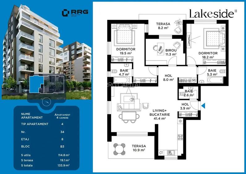 Straulesti Lac | 4 camere|  2 Terase mare - 2
